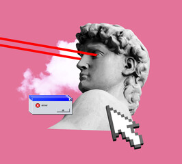 Wall Mural - vapor wave retro greek apollo internet web punk cyber background concept style background hipster mo