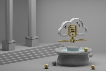 Aufkleber - Beautiful abstract illustrations Database Server symbol icon on a fountain and column background. 3d rendering illustration. Web Hosting.