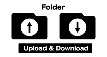 Aufkleber - Download and upload folder silhouette icon. Vector.