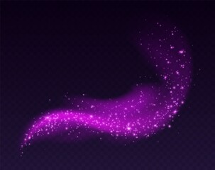 Wall Mural - magic cloud with sparkles, purple fairy stardust with sparks. shiny fog for a witch spell, cosmic du