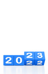 Poster - 2023 best wishes for new year blue cube with empty white background