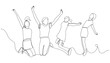 Children bounce in the air. Jumping teenagers. Vector illustration.