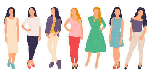 Wall Mural - women, girls in flat style, isolated, vector