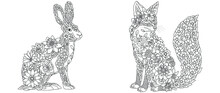 Rabbit And Fox Coloring Pages