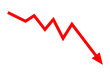 © stefanbalaz - Red arrow going down stock icon on white background. flat style. Bankruptcy, financial market crash icon for your web site design, logo, app, UI. graph chart downtrend symbol. chart going down sign.
