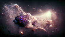 Abstract Space Space With Clouds, Nebula And Stars. Sci-fi Space. Night Space Starry Sky. 3D Illustration.