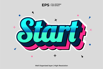 3d start editable colorful text effect in pop art style vector illustration