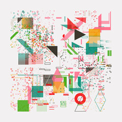 Fototapete - Abstract Vector Graphics Made With Generative Art Approach Using Geometric Shapes
