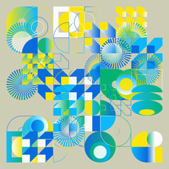 Poster - Swiss Art Aesthetics Vector Graphics Made With Abstract Geometric Shapes And Elements