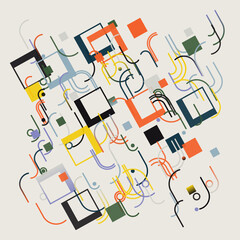 Bauhaus Inspired Graphic Pattern Artwork Made With Abstract Vector Geometric Shapes