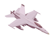 Isometric FA-18 Hornet. Isolated Low Poly Fighter Jet On White Backgroung. Vector Illustrator