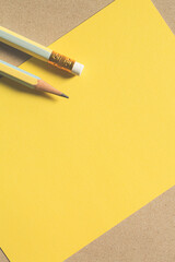 Pencil on a yellow background,Colorful pencils at border of banner yellow background,2B Pencils Forming A Bar Graph on Yellow Background 