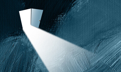 The open door abstract graphic background with blue texture
