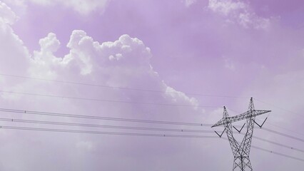 Clouds in the sky and power cables