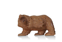 Brown Wooden Bear Standing On White Background, Object, Decor, Vintage, Fashion, Copy Space