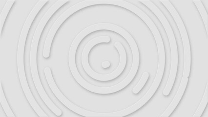 Poster - Light grey abstract background made of central circles opening and closing. Shadow creates 3d illusion. Ready to loop.