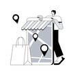 Store locator abstract concept vector illustration. GPS navigation, online map, store locations, corporate website menu bar, office locator, UI, web element, where to find us abstract metaphor.