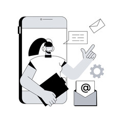 Poster - Custom service abstract concept vector illustration. Consumer making purchase, website live chat, user experience, retail ecommerce, online shopping, product and service abstract metaphor.