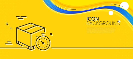 Poster - Shipping tracking line icon. Abstract yellow background. Delivery timer sign. Express logistics symbol. Minimal delivery timer line icon. Wave banner concept. Vector