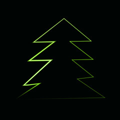 Wall Mural - Vector illustration of Christmas tree with neon effect.