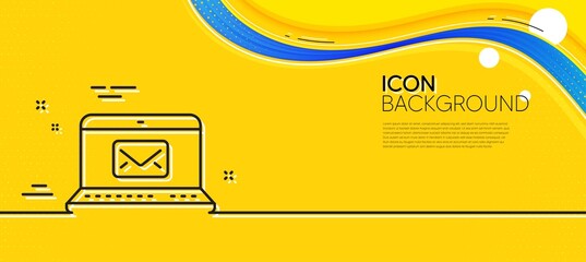 Poster - e-mail line icon. abstract yellow background. message correspondence sign. communication symbol. min