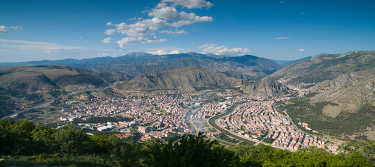 Wall Mural - Summertime in the afternoon. Panoramic view of Amasya city from the top. Turkey 