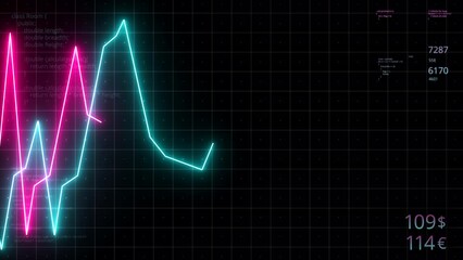 Poster - Stock markets down and up dynamic chart. Motion. Concept of financial stagnation, recession, crisis, business crash and economic collapse.