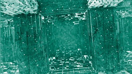 Poster - Moving 3d space with square walls. Motion. Surreal 3d space with moving squares and walls. Dizzying and hypnotic immersion in geometric square mazes