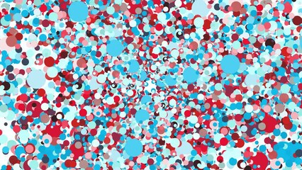 Poster - White background. Motion.Small red and blue circles appear in the animation and fill the entire space in the animation.