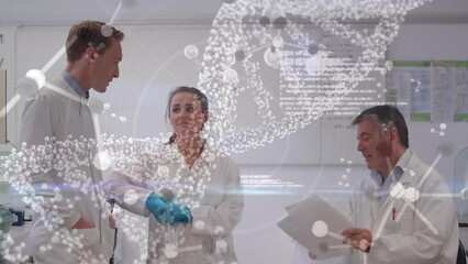 Poster - Animation of science data processing over froup of caucasian scientist