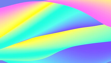 Poster - Looped animation. Abstract colorful wavy background in bright rainbow colors. Modern colorful wallpaper. 3d rendering.