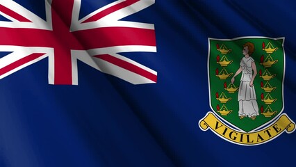 Wall Mural - Close up realistic texture fabric textile silk satin flag of British Virgin Islands waving fluttering background. National symbol of the country. 1st of July, Happy Day concept