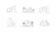 © alpha - set collection Continuous one line drawing Modern house logo design of real estate house market agency