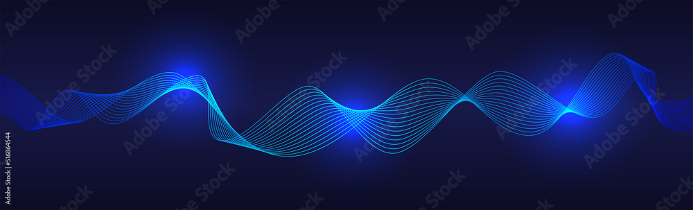 Blue abstract wave flow vector design shape graphic elements on blue ...