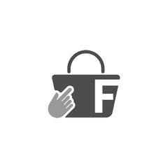 Sticker - Online shopping bag, cursor click hand icon with letter F