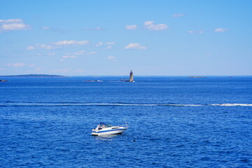 Wall Mural - Atlantic ocean waves and rock beach along coastline in Portland, Maine, USA