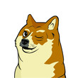 Shiba meme dog with one eye closed original vector illustrator