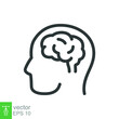 Human brain icon. Simple outline style. Think, mind, head, idea, creative concept. Vector line illustration design isolated. EPS 10.