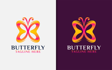 Poster - Abstract Butterfly Logo Design with Colorful Gradient and Minimalist Stylish Concept.