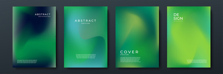 Aufkleber - Blurred green backgrounds set with abstract gradient texture background with dynamic blurred effect. Templates for brochures, posters, banners, flyers and cards. Vector illustration.