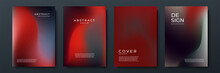 Blurred Red Black Backgrounds Set With Abstract Gradient Texture Background With Dynamic Blurred Effect. Templates For Brochures, Posters, Banners, Flyers And Cards. Vector Illustration.