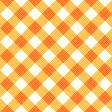 Seamless Autumn Colors Gingham Fabric Cloth, Tablecloth, Pattern, Swatch, Background, Or Wallpaper With Fabric Texture Visible. Diagonal Repeat Pattern. Single Tile Here.

