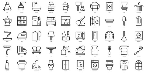 Wall Mural - Set of thin line homeware Icons. Vector illustration