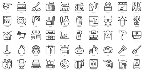 Wall Mural - Set of thin line housekeeping Icons. Vector illustration