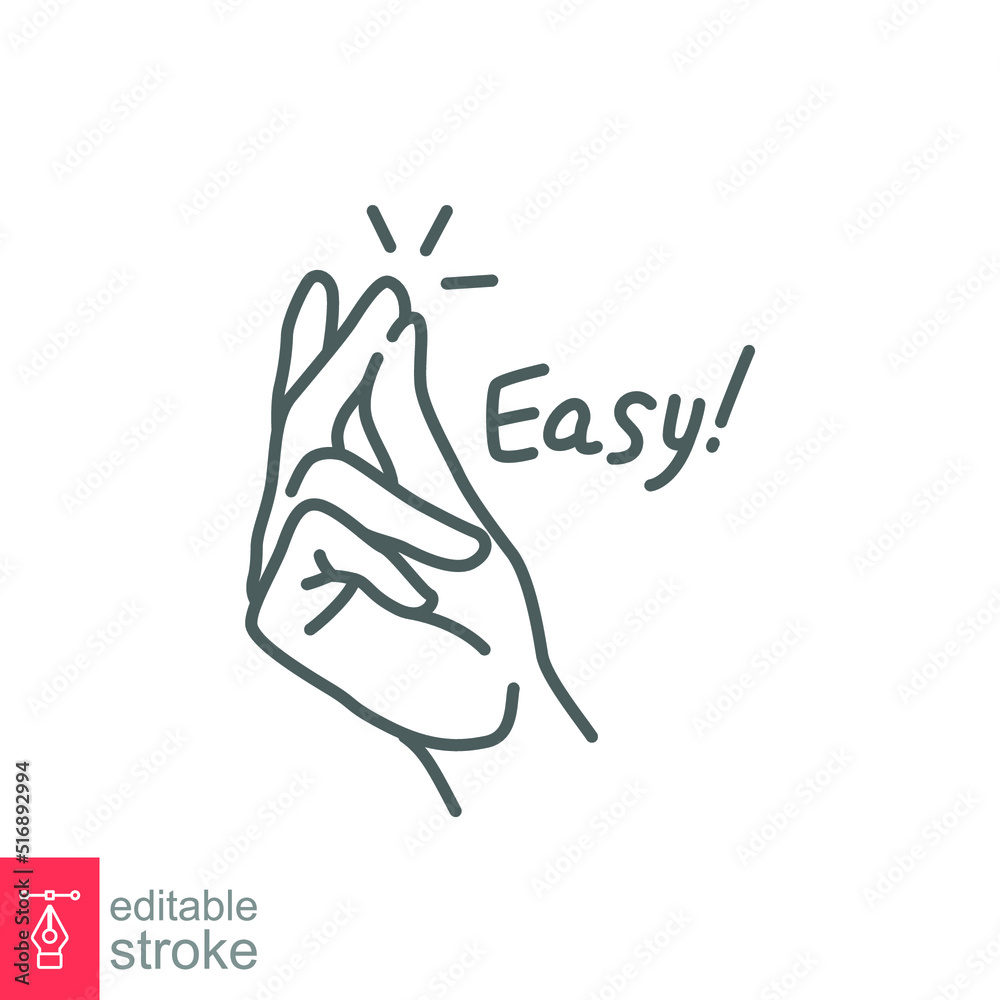Easy line icon. Simple outline style. Finger snapping hand gesture ...