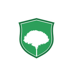 Sticker - Shield with tree icon isolated on white background