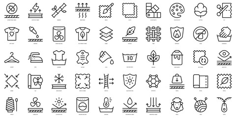 Set of thin line fabric features Icons. Vector illustration