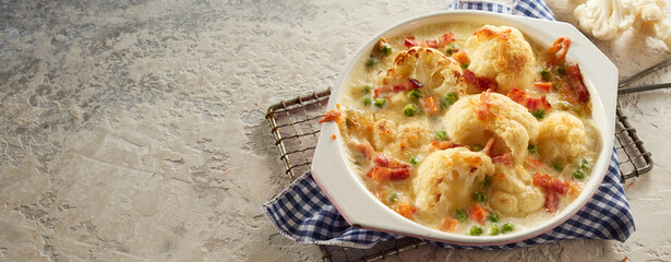 Wall Mural - Gratin with cauliflower and cheese in bowl