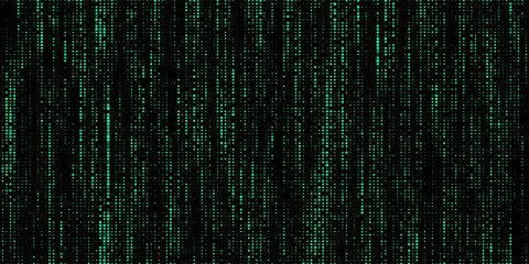 Poster - abstract background with green dots. grid of blinking dots. the flow of scientific data in cyberspac