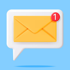Poster - 3D Mail Envelope with Notification New Message